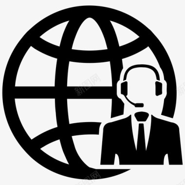 全球通讯呼叫中心全球网络图标图标