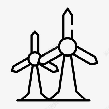 风力涡轮机叶片能源图标图标