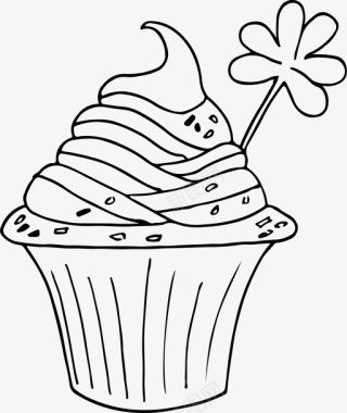 纸杯蛋糕食物三叶草图标图标