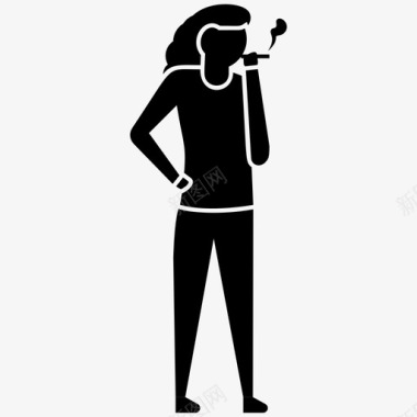 抽烟的女人抽烟的人物插图图标图标