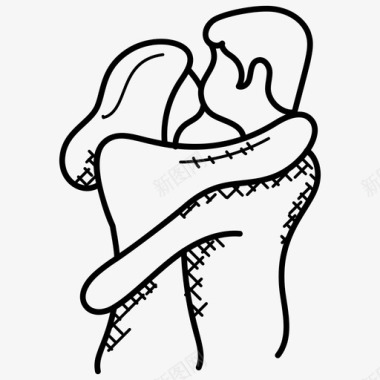 情侣接吻拥抱爱情图标图标