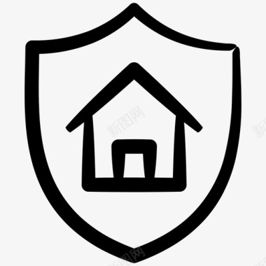 家庭保险盾牌inky房地产第一卷图标图标