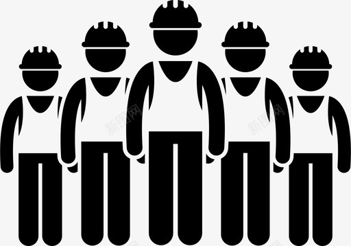 建筑工人土木承包商图标图标