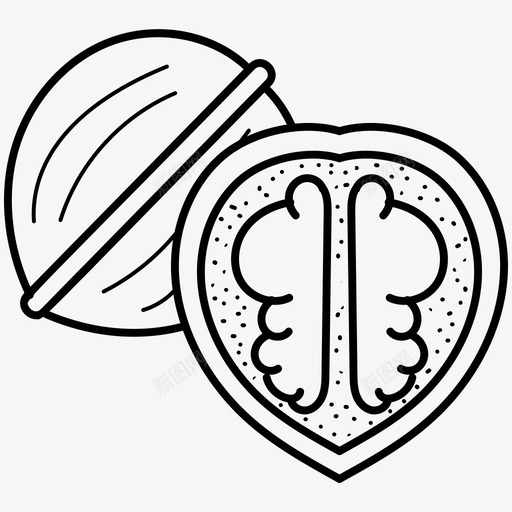核桃干果营养图标svg_新图网 https://ixintu.com 坚果 干果 有机食品 核桃 营养 食品和饮料涂鸦图标