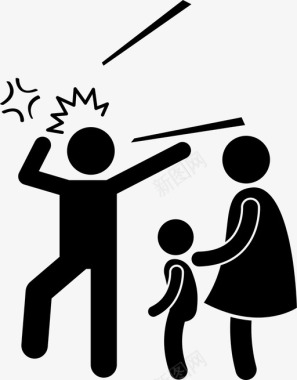 男人责怪妻子和孩子生气家庭图标图标