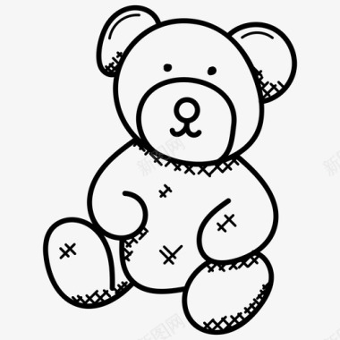 泰迪熊填充动物填充玩具图标图标