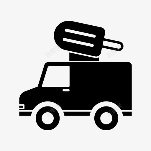 卡车送货食品图标svg_新图网 https://ixintu.com 冰淇淋 卡车 车辆 送货 零食 食品