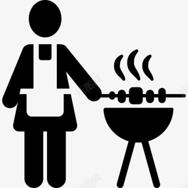 妇女和烧烤食品市场和商店图标图标