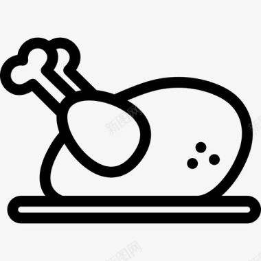 托盘上的烤鸡食物图标图标