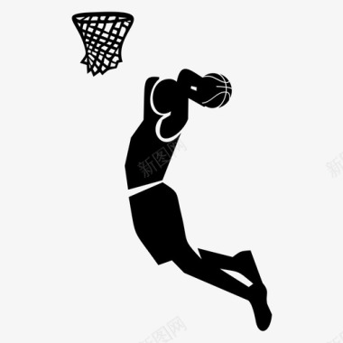 篮球运动员扣篮跳投图标图标