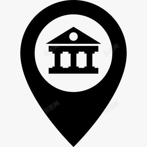 银行地图pin地址建筑图标svg_新图网 https://ixintu.com pin和标志 地图pin 地址 建筑 目的地 银行地图pin
