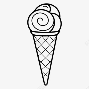 冰淇淋蛋卷冰淇淋筒冷冻图标图标