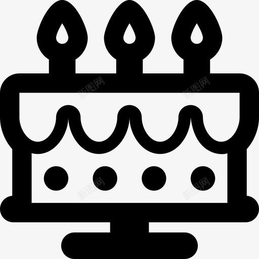 生日蛋糕蜡烛食物图标svg_新图网 https://ixintu.com 生日蛋糕 粗轮廓 聚会 蜡烛 食物