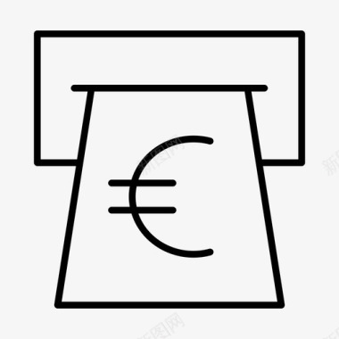 欧元自动取款机现金出纳图标图标
