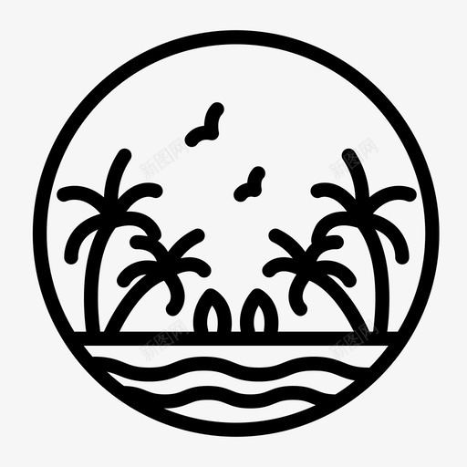 自然海滩棕榈树图标svg_新图网 https://ixintu.com 冲浪 大海 棕榈树 海滩 自然 自然图标版本2