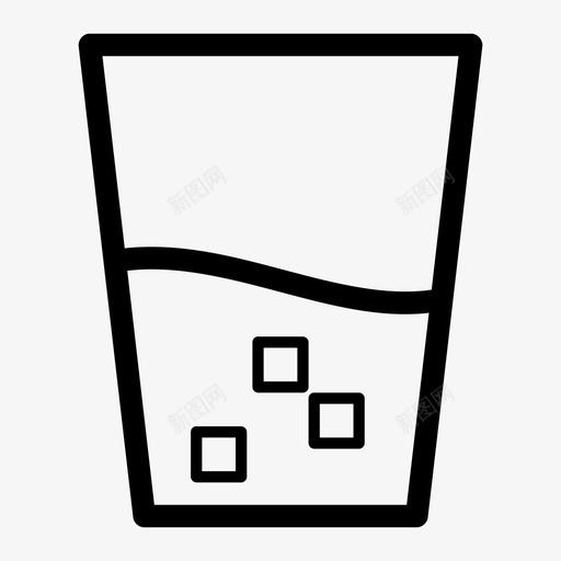 玻璃冷饮冰块图标svg_新图网 https://ixintu.com 冰块 冷饮 水 液体 玻璃