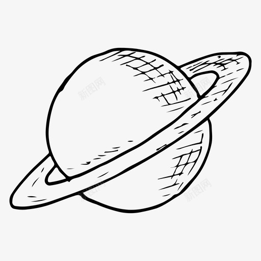 行星土星素描图标svg_新图网 https://ixintu.com 土星 太空 素描 行星