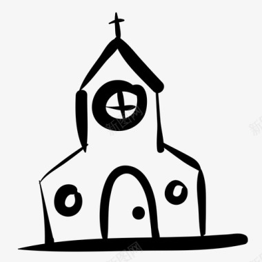 教堂建筑手绘图标图标