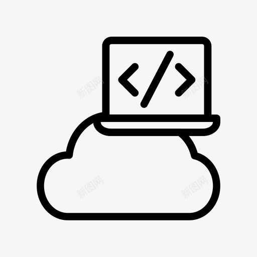 编程云编码图标svg_新图网 https://ixintu.com 云 开发 编码 编程 艺术设计开发线图标