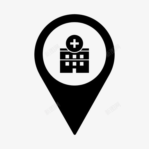 医院健康位置图标svg_新图网 https://ixintu.com 位置 健康 医院 占位符 地图插针 插针点