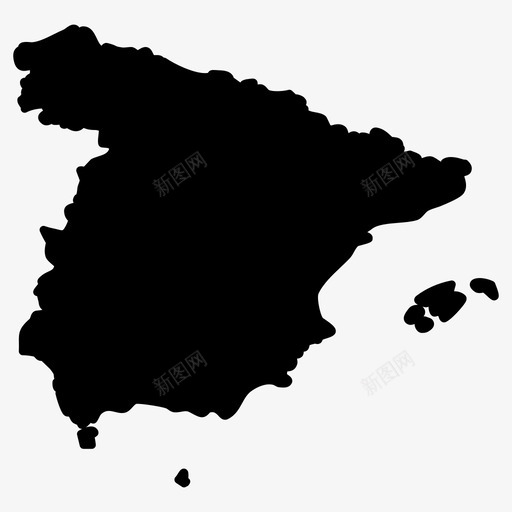 西班牙地图欧洲国家地图填充图标svg_新图网 https://ixintu.com 欧洲国家地图填充 西班牙地图