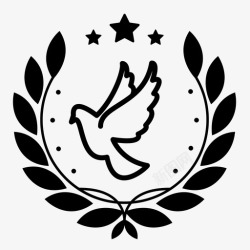 鸽子叼花环鸟成就徽章图标高清图片