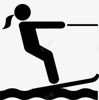 滑水运动员和运动图标图标
