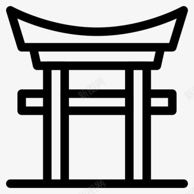 日本门建筑建筑和建筑图标图标