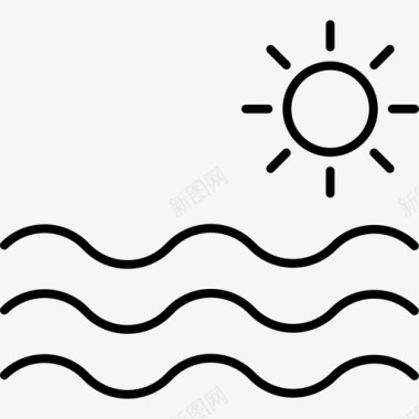 海洋与太阳自然生态图标图标