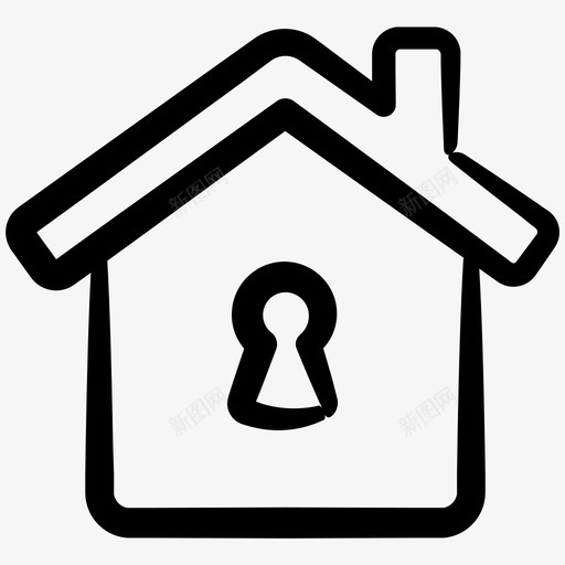 房子锁锁房子墨水安全卷5图标svg_新图网 https://ixintu.com 墨水安全卷5 房子锁 锁房子