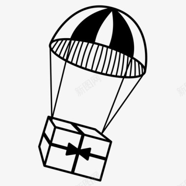 降落伞包空降航空邮件图标图标