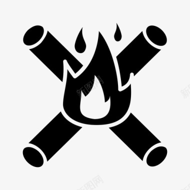 火焰篝火野营图标图标