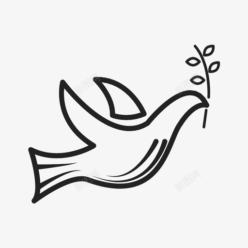 鸽子橄榄枝和平图标svg_新图网 https://ixintu.com 和平 橄榄枝 鸽子