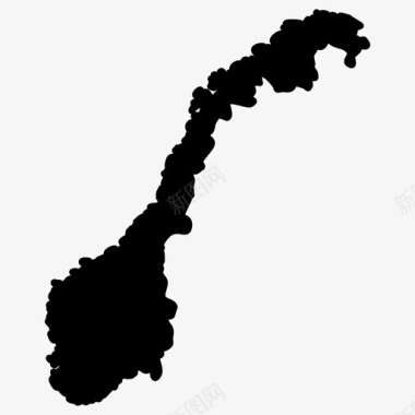 挪威地图欧洲国家地图填充图标图标