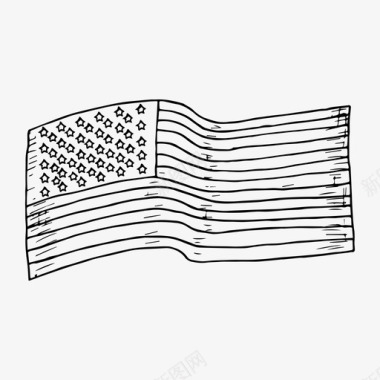 美国国旗手绘美国图标图标