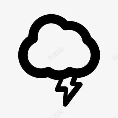 云与闪电风暴天气图标图标
