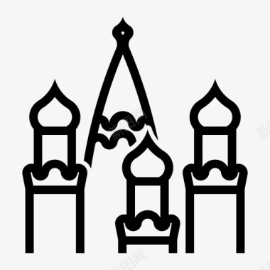 俄罗斯莫斯科圣巴兹尔大教堂著名建筑图标图标