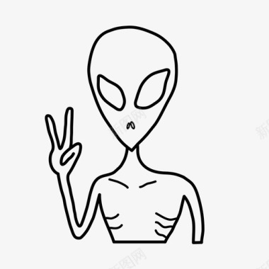 外星人卡通和平图标图标
