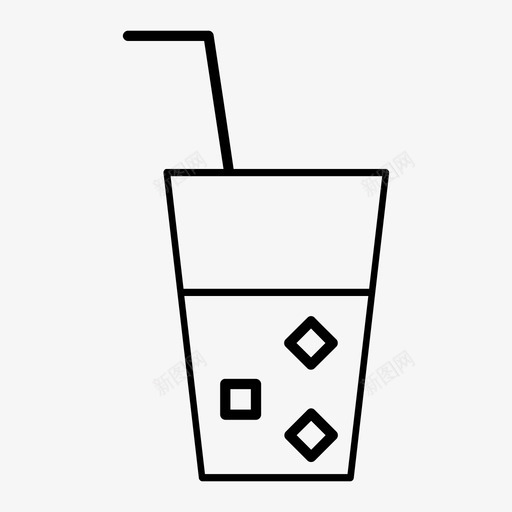 玻璃饮料冰块图标svg_新图网 https://ixintu.com 冰块 吸管 水 液体 玻璃 饮料