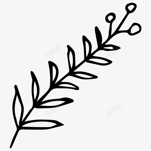 植物树枝手绘图标svg_新图网 https://ixintu.com 夏季 手绘 春季 树枝 植物 自然