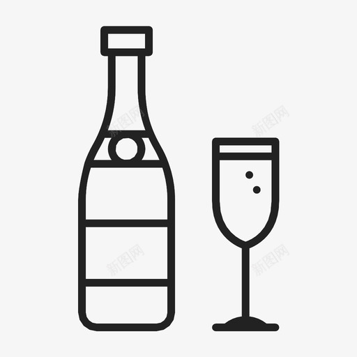 瓶子和玻璃杯酒精香槟图标svg_新图网 https://ixintu.com 圣诞节 瓶子和玻璃杯 酒精 香槟
