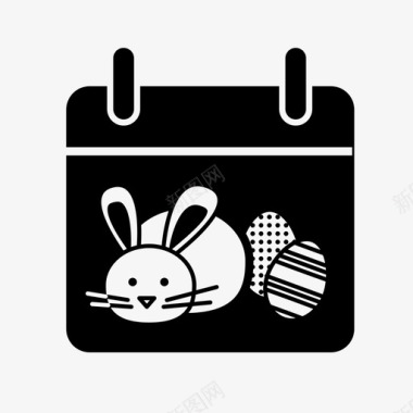 日历兔子复活节彩蛋图标图标