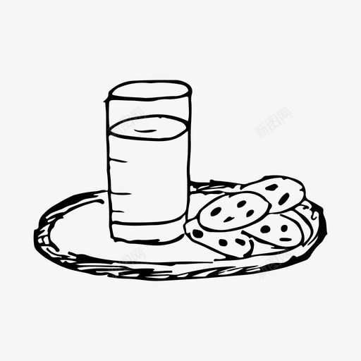 牛奶和饼干饼干素描图标svg_新图网 https://ixintu.com 牛奶和饼干 素描图标 饼干