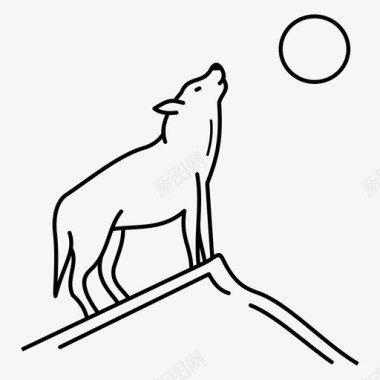 狼满月嚎叫图标图标