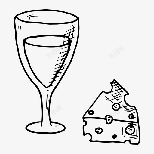 葡萄酒和奶酪饮料食品图标svg_新图网 https://ixintu.com 手绘 葡萄酒和奶酪 酒杯 食品 饮料