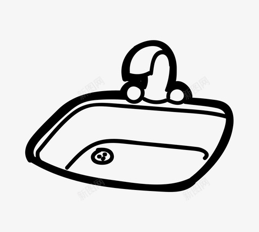 厨房水槽清洁盘子图标svg_新图网 https://ixintu.com 厨房水槽 排水管 水 水龙头 清洁 盘子