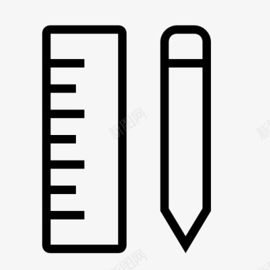 书写工具铅笔铅笔和尺子图标图标