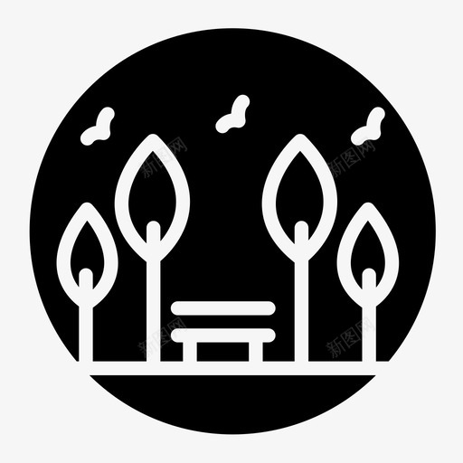 自然长凳户外图标svg_新图网 https://ixintu.com 公园 户外 树木 自然 自然图标版本2字形 长凳