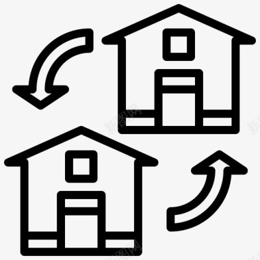 房屋交换建筑物财产图标图标