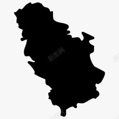 塞尔维亚地图欧洲国家地图填充图标图标